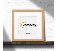 (Oak With White Mount, 60x60CM Pic (70x70CM Frame)) Square Size Oak Picture Frame Photo Frames With Multicolored Mount Flat Wooden Poster Frames