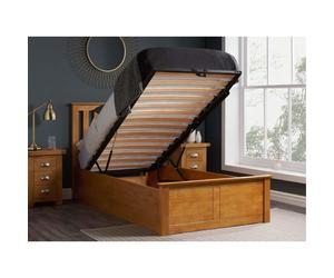 Oak Wood Single Ottoman Bed and Mattress Bundle Phoenix Nebula 90cm 3ft