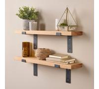 Oak Wooden Shelves with Lipped Brackets - Set of 2 - 150cm Off the Grain Light Oak 120cm x 15cm