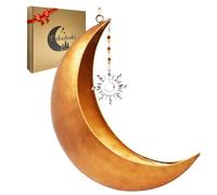 Oakadoaks Hanging Moon Planter with Unique Suncatcher - Moon Room Decor - Bedroom, Bathroom, Nursery - 12” Boho Rustic Metal Planters- Hanging Crystal Suncatcher - Gifts for Women, Birthdays