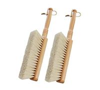 OAKART Horsehair Hand Brush Soft Bristles Oiled Beech Wood Handle Coat Brush 12 Inch Long (2pcs White Horsehair)