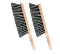 OAKART Soft Bench Brush Wooden Handle for Shop Counter Sofa 14" (2pcs Gray) | Large Foxtail Soft Bristle Hand Broom for Upholstery Furniture, Fabric Couch, Garage, Outdoor, Beach Sand, Dustpan Brush Only