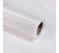 Oakbud 1Roll Flower Wrapping Mesh Paper Snow Dot Yarn Floral Bouquet Gift Packaging Paper Craft Net Paper Florist Supplies for Wedding Mothers Day Valentines Day 19.7inch x 4Yard (White)