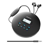 Oakcastle CD100 Rechargeable Bluetooth CD Player | 12hr Portable Playtime | In Car Compatible Personal CD Player | Headphones Included, AUX Output, A