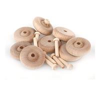 Oakcrafts 1.25" Wooden Wheel - Pack of 8 Including axles