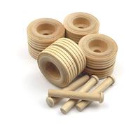 Oakcrafts 2" Double Treaded Wooden Wheel - Pack of 4 Including axles