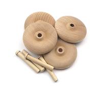 Oakcrafts 3.0" Wooden Wheel - Pack of 4 Including axles