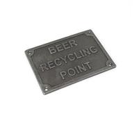 Oakcrafts - Antique Cast Iron Beer Recycling Point Sign/Plaque - 127mm