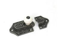 Oakcrafts - Antique Cast Iron Cupboard Door Slide Sprung Catch With Ceramic Knob