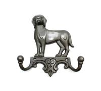 Oakcrafts Antique Cast Iron Dog Design Twin Coat Hook - Double Storage Hook - Approx 160mm Wide x 150mm High - Fixing Screws Supplied
