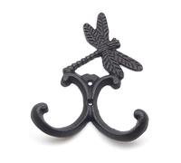 Oakcrafts Antique Cast Iron Dragonfly Double Robe Hook - 130mm High