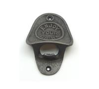 Oakcrafts - Antique Cast Iron Enjoy Your Drink Wall Mounted Bottle Opener