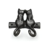 Oakcrafts - Antique Cast Iron Kissing Cats Double Coat/Key Hook - 115mm