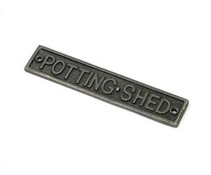 Oakcrafts - Antique Cast Iron POTTING SHED Sign - 162mm x 33mm