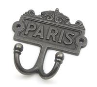 Vintage Style Twin Coat Hook Cast Iron Paris Victorian Repro Double Peg 110mm x 120mm