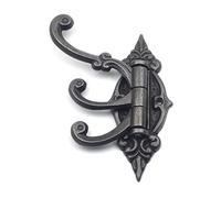 Oakcrafts Antique Iron Triple Swivel Hat and Coat Hook with 3 Hooks, Cast Iron, 135mm x 110mm x 100mm