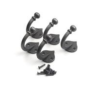 Oakcrafts Cast Iron Single Ball End Robe Hook - 60mm x 50mm - Pack of 5 Hooks - Fixing Screws Supplied