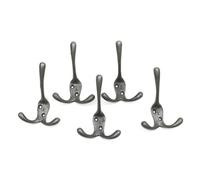 Oakcrafts Cast Iron Victorian Triple Coat Hook - Pack of 5 Hooks