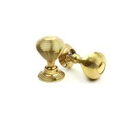 Oakcrafts - Door Knob Set Beehive Solid Brass 50mm Diameter