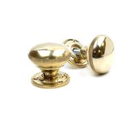 Oakcrafts - Door Knob Set Knurled Lines Solid Brass 48mm Diameter