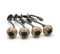 Oakcrafts - Hand Finished Ceramic Tipped Coat Hooks - Pack Of 4