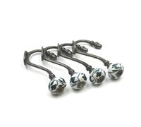 Oakcrafts - Hand Finished Dark Green Leaf Ceramic Coat Hooks - Pack Of 4