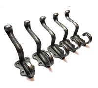Oakcrafts - Pack of 5 - Antique Cast Iron Classic Coat Hook - 4 Hole 150mm