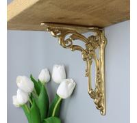 Oakcrafts - Pair Of Antique Brass Victorian Flower Shelf Brackets - 150mm X 200mm
