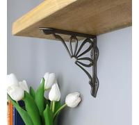 Oakcrafts - Pair of Antique Cast Iron Daisy Design Shelf Brackets - 225mm x 225mm