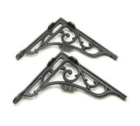 Oakcrafts - Pair Of Antique Cast Iron 'gwr' Railway Shelf Brackets - 200mm X 175mm