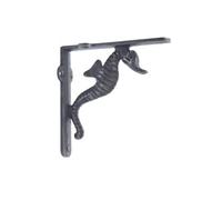 Oakcrafts - Pair Of Antique Cast Iron Seahorse Shelf Brackets - 125mm X 125mm