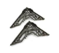 Oakcrafts - Pair Of Antique Cast Iron Victorian Scroll Leaf Shelf Brackets - 110mm X 130mm