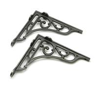 Oakcrafts - Pair Of Antique Cast Iron Victorian Style Heritage Shelf Brackets - 180mm X 197mm