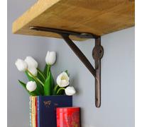 Oakcrafts -Pair Of Cast Iron Gallows Shelf Brackets With A Copper Finish - 150mm X 150mm