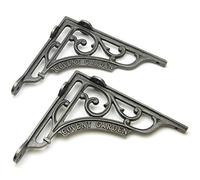 Oakcrafts - Pair of Shelf Brackets Covent Garden Antique Cast Iron - 180mm x 200mm / 7.0" x 7.75"