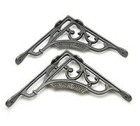 Oakcrafts - Pair of Shelf Brackets Singer Corp Antique Cast Iron - 200mm x 200mm / 8" x 8"