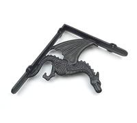 Oakcrafts - Pair of Winged Dragon Cast Iron Shelf Brackets - 7" x 8" (180mm x 210mm)