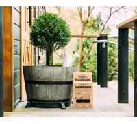 OAKENZ Barrel Starter Kit - Complete Planter Set with Heavy-Duty 100 Micron Liner and Recycled Plastic Feet - Prevents Rot, Protects Decks & Conserves Water - Fits Wine & Whiskey Barrels