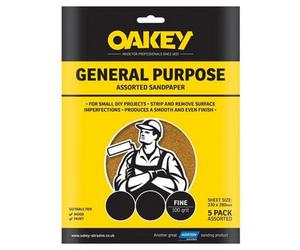 Oakey 66261135687 Glasspaper Sanding Sheets 230 X 280mm Fine 100G 5 Oak58287