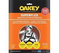 Oakey 63642526734 Superflex Cloth Backed Aluminium Oxide Sheets 230 X 280Mm Assorted (3)