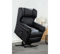 Oakford Single Motor Rise Recliner Bonded Leather Wingback Chair More4Homes Black One Size