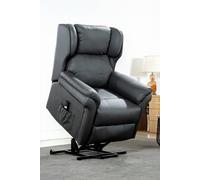 Oakford Single Motor Rise Recliner Bonded Leather Wingback Chair More4Homes Grey One Size