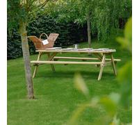 Oakham 7ft Rounded Picnic Bench - L213 x W140 x H72.5 cm - Light Green Rutland County Garden Furniture Ltd Light Green One Size