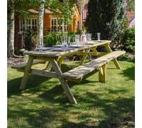 Oakham 8ft Rounded Picnic Bench - L244 x W140 x H72.5 cm - Light Green Rutland County Garden Furniture Ltd Light Green One Size