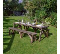 Oakham 8ft Rounded Picnic Table and Bench Set, L244 x W91 cm, Brown Rutland County Garden Furniture Ltd Brown One Size