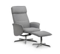 Oakham Aria Recliner Chair With Stool In Grey Linen
