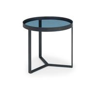 Oakham Kelburn Modern Lamp Table In Black And Smoked Glass