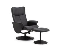Oakham Lugano Recliner & Stool With Covered Base In Black