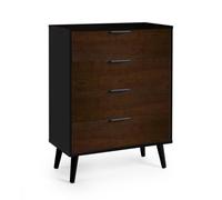 Oakham Premium Arden 4 Drawer Wide Chest - Walnut & Black