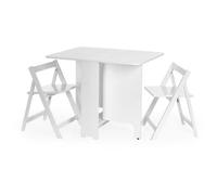 Oakham Premium Gatan 80Cm Small Gateleg Dining Table With 2 Chairs - White